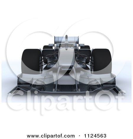 Clipart Of A 3d Silver Race Car From The Front - Royalty Free CGI Illustration by KJ Pargeter