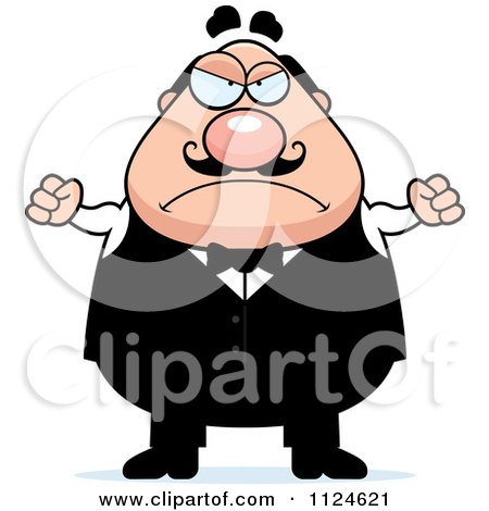Cartoon Of An Angry Chubby Male Waiter - Royalty Free Vector Clipart by Cory Thoman