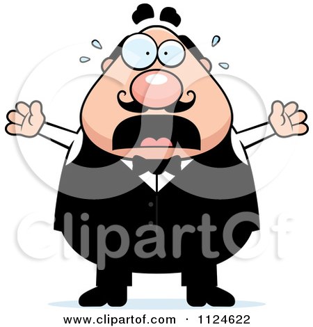 Cartoon Of A Panicking Chubby Male Waiter - Royalty Free Vector Clipart by Cory Thoman