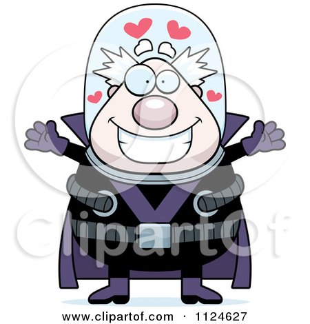 Cartoon Of A Happy Chubby Male Villain Wanting A Hug - Royalty Free Vector Clipart by Cory Thoman