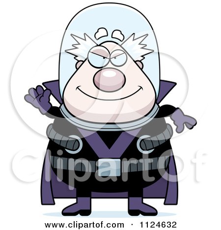 Cartoon Of A Waving Chubby Male Villain - Royalty Free Vector Clipart by Cory Thoman