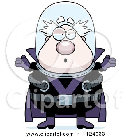 Cartoon Of A Careless Shrugging Chubby Male Villain - Royalty Free Vector Clipart by Cory Thoman
