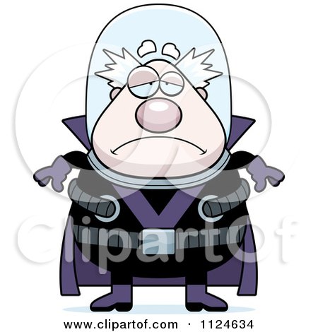 Cartoon Of A Depressed Chubby Male Villain - Royalty Free Vector Clipart by Cory Thoman