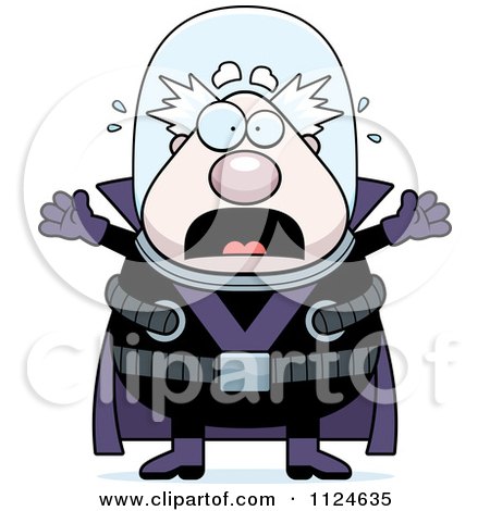 Cartoon Of A Panicking Chubby Male Villain - Royalty Free Vector Clipart by Cory Thoman