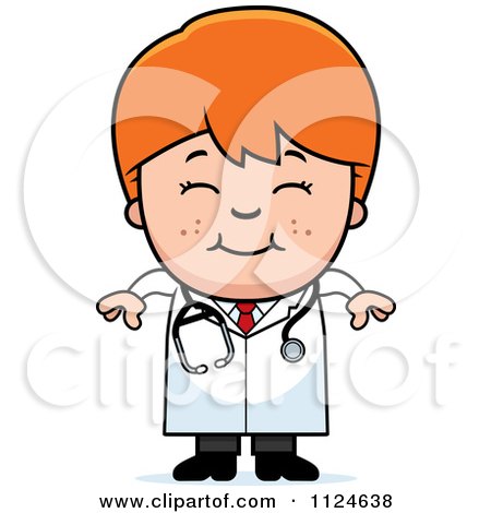 Cartoon Of A Happy Red Haired Doctor Or Veterinarian Boy - Royalty Free Vector Clipart by Cory Thoman