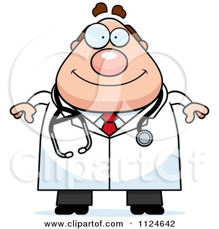 Cartoon Of A Happy Chubby Male Doctor Or Veterinarian - Royalty Free Vector Clipart by Cory Thoman