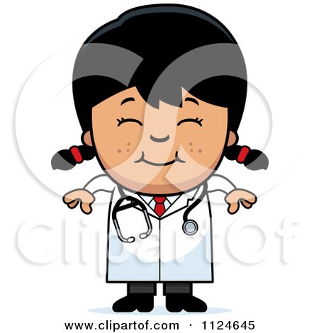 Cartoon Of A Happy Asian Doctor Or Veterinarian Girl - Royalty Free Vector Clipart by Cory Thoman