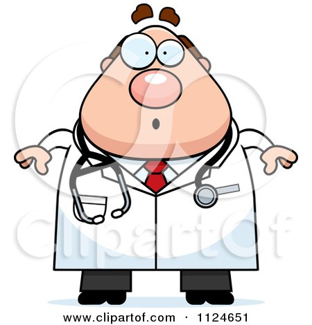 Cartoon Of A Surprised Chubby Male Doctor Or Veterinarian - Royalty Free Vector Clipart by Cory Thoman
