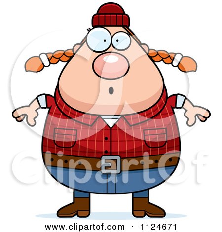 Cartoon Of A Surprised Chubby Female Lumberjack - Royalty Free Vector Clipart by Cory Thoman
