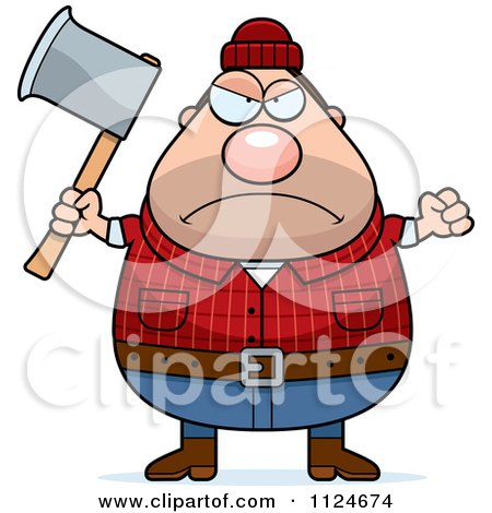 Cartoon Of An Angry Chubby Male Lumberjack - Royalty Free Vector Clipart by Cory Thoman