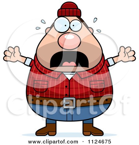 Cartoon Of A Panicking Chubby Male Lumberjack - Royalty Free Vector Clipart by Cory Thoman