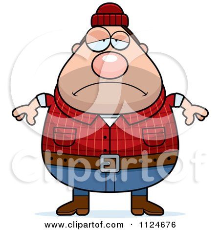 Cartoon Of A Depressed Chubby Male Lumberjack - Royalty Free Vector Clipart by Cory Thoman