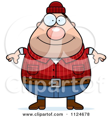Cartoon Of A Happy Chubby Male Lumberjack - Royalty Free Vector Clipart by Cory Thoman