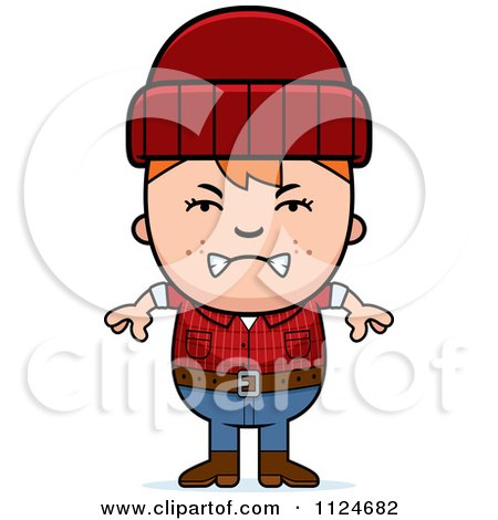 Cartoon Of An Angry Red Haired Lumberjack Boy - Royalty Free Vector Clipart by Cory Thoman