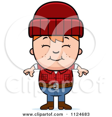 Cartoon Of A Happy Red Haired Lumberjack Boy - Royalty Free Vector Clipart by Cory Thoman