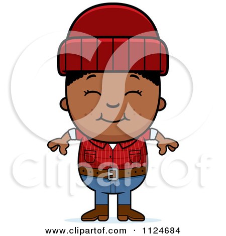Cartoon Of A Happy Black Lumberjack Boy - Royalty Free Vector Clipart by Cory Thoman