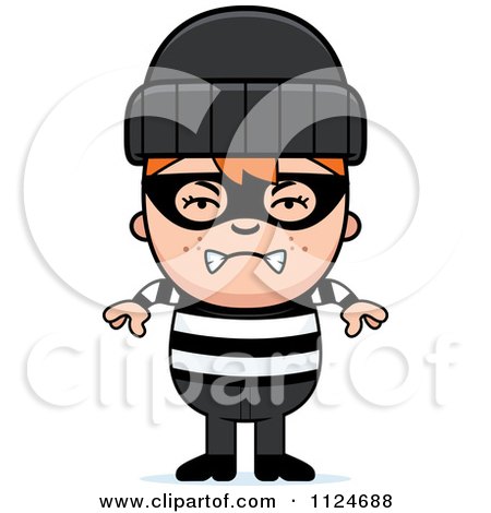 Cartoon Of An Angry Red Haired Robber Boy - Royalty Free Vector Clipart by Cory Thoman