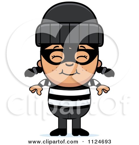 Cartoon Of A Happy Asian Robber Girl - Royalty Free Vector Clipart by Cory Thoman