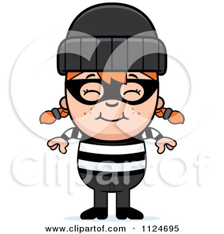 Cartoon Of A Happy Red Haired Robber Girl - Royalty Free Vector Clipart by Cory Thoman