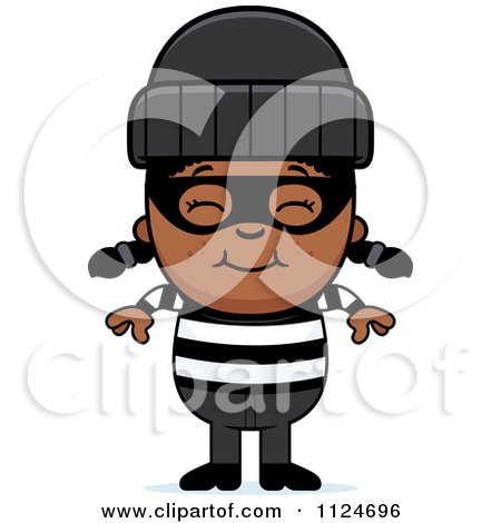 Cartoon Of A Happy Black Robber Girl - Royalty Free Vector Clipart by Cory Thoman