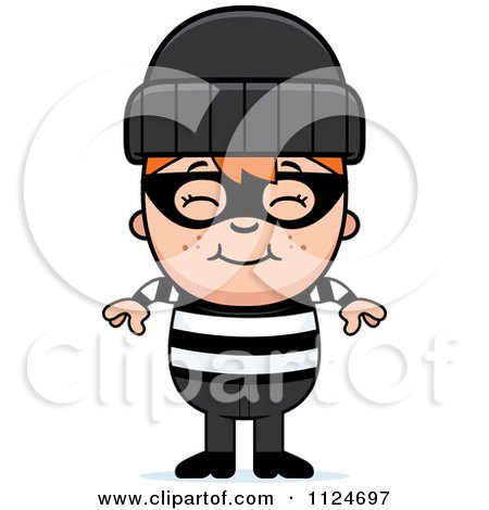 Cartoon Of A Happy Red Haired Robber Boy - Royalty Free Vector Clipart by Cory Thoman
