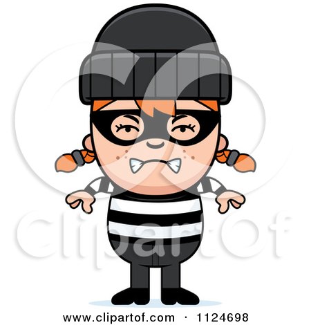 Cartoon Of An Angry Red Haired Robber Girl - Royalty Free Vector Clipart by Cory Thoman