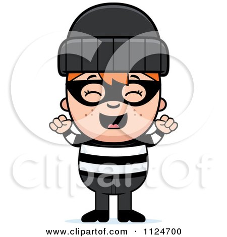 Cartoon Of A Cheering Red Haired Robber Boy - Royalty Free Vector Clipart by Cory Thoman