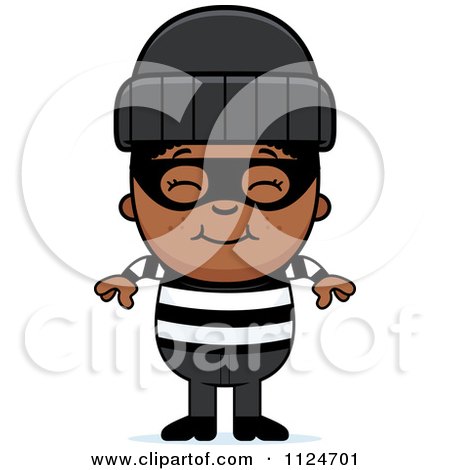 Cartoon Of A Happy Black Robber Boy - Royalty Free Vector Clipart by Cory Thoman