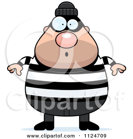 Cartoon Of A Surprised Chubby Burglar Or Robber Man - Royalty Free Vector Clipart by Cory Thoman