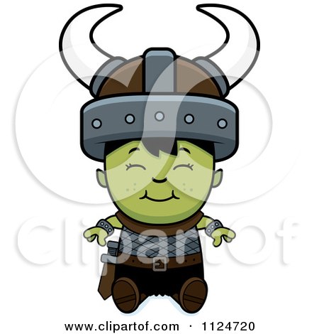 Cartoon Of A Happy Ogre Boy Sitting - Royalty Free Vector Clipart by Cory Thoman
