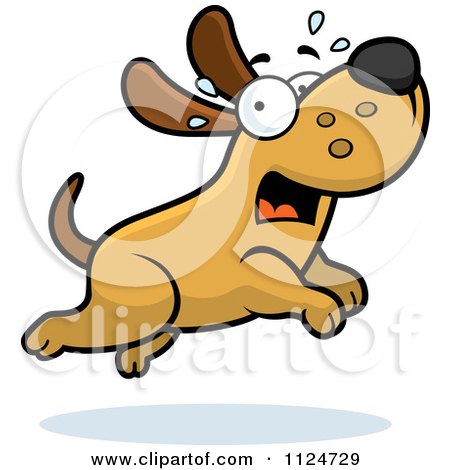 Cartoon Of A Scared Dog Running - Royalty Free Vector Clipart by Cory Thoman