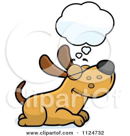Cartoon Of A Happy Dog Dreaming - Royalty Free Vector Clipart by Cory Thoman