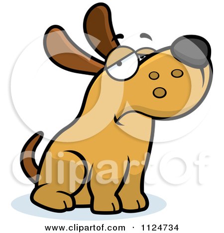 Cartoon Of A Depressed Dog Sitting - Royalty Free Vector Clipart by Cory Thoman