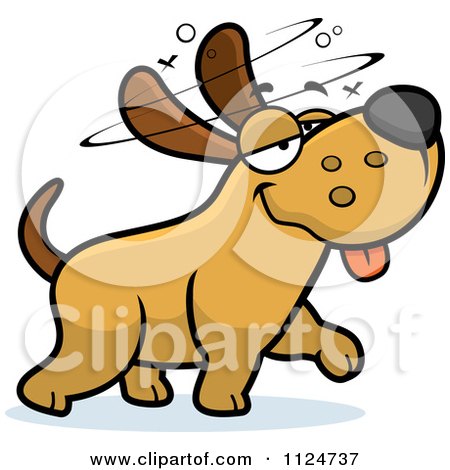 Cartoon Of A Stupid Or Drunk Dog - Royalty Free Vector Clipart by Cory Thoman