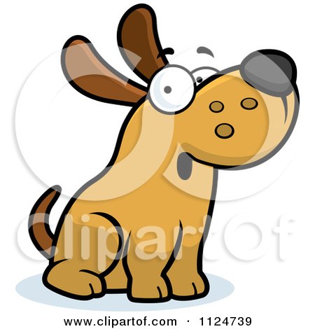 Cartoon Of A Surprised Dog Sitting - Royalty Free Vector Clipart by Cory Thoman
