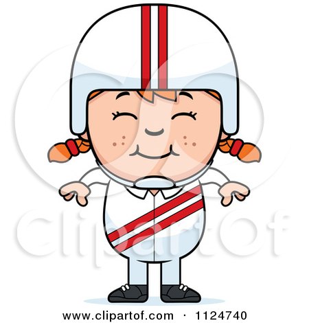 Cartoon Of A Happy Red Haired Daredevil Stunt Girl - Royalty Free Vector Clipart by Cory Thoman