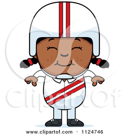 Cartoon Of A Happy Black Daredevil Stunt Girl - Royalty Free Vector Clipart by Cory Thoman