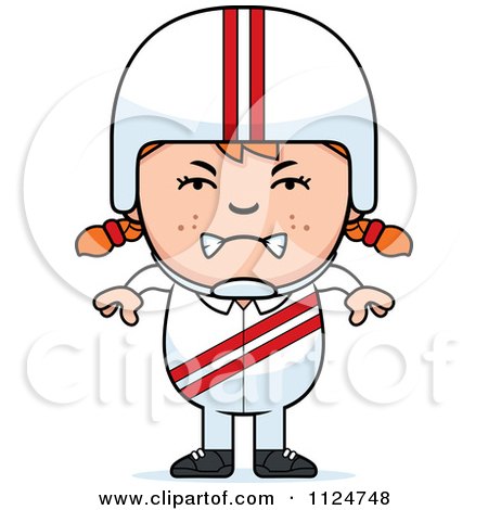 Cartoon Of An Angry Red Haired Daredevil Stunt Girl - Royalty Free Vector Clipart by Cory Thoman
