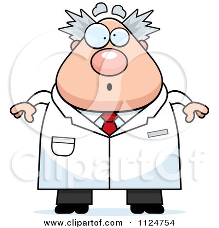 Cartoon Of A Surprised Chubby Male Scientist - Royalty Free Vector Clipart by Cory Thoman