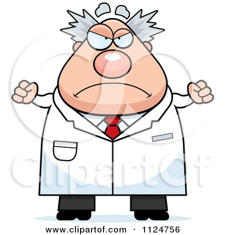 Cartoon Of An Angry Chubby Male Scientist - Royalty Free Vector Clipart by Cory Thoman