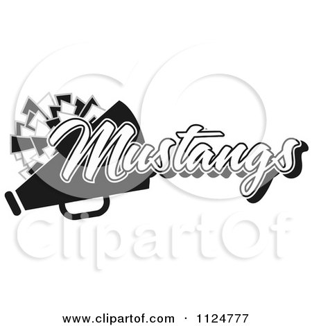 Clipart Of A Black And White Mustangs Cheerleader Design - Royalty Free Vector Illustration by Johnny Sajem