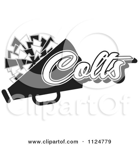 Clipart Of A Black And White Colts Cheerleader Design - Royalty Free Vector Illustration by Johnny Sajem