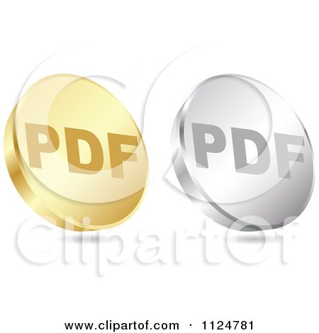 Clipart Of 3d Gold And Silver PDF Format Coin Icons - Royalty Free Vector Illustration by Andrei Marincas