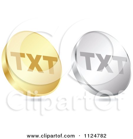 Clipart Of 3d Gold And Silver TXT Format Coin Icons - Royalty Free Vector Illustration by Andrei Marincas