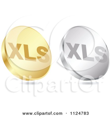 Clipart Of 3d Gold And Silver XLS Format Coin Icons - Royalty Free Vector Illustration by Andrei Marincas