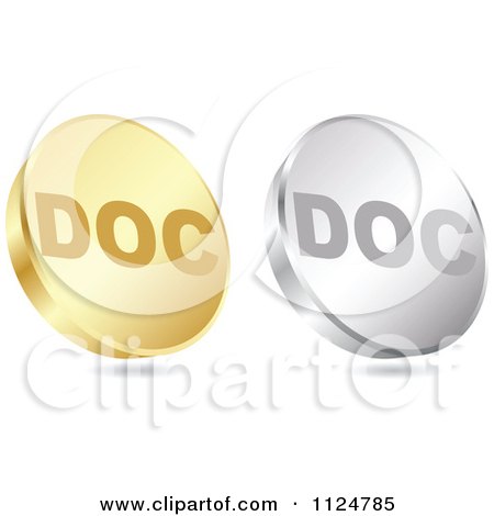 Clipart Of 3d Gold And Silver DOC Format Coin Icons - Royalty Free Vector Illustration by Andrei Marincas