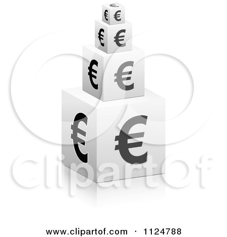 Clipart Of 3d Stacked Euro Symbol Cubes - Royalty Free Vector Illustration by Andrei Marincas