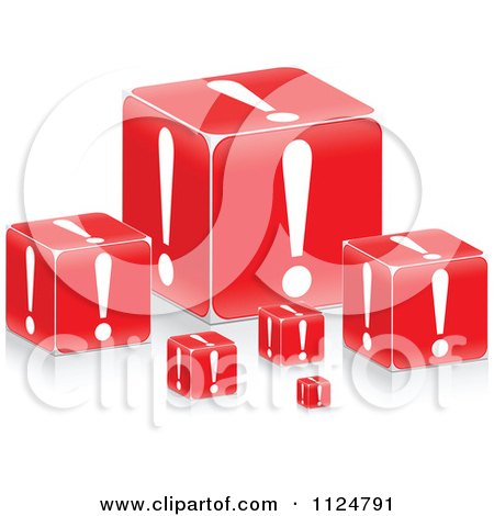 Clipart Of 3d Red Exclamation Point Boxes - Royalty Free Vector Illustration by Andrei Marincas