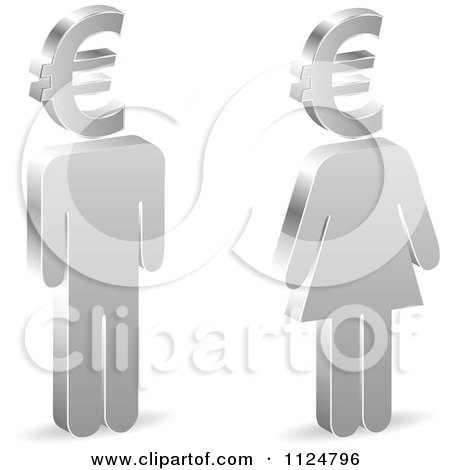 Clipart Of 3d Silver People With Euro Symbol Heads - Royalty Free Vector Illustration by Andrei Marincas