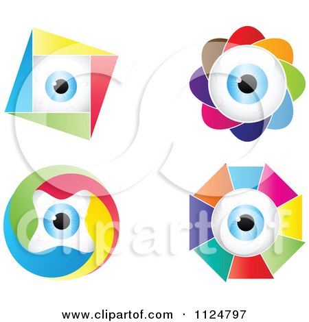 Clipart Of Colorful Eyeball Designs - Royalty Free Vector Illustration by Andrei Marincas
